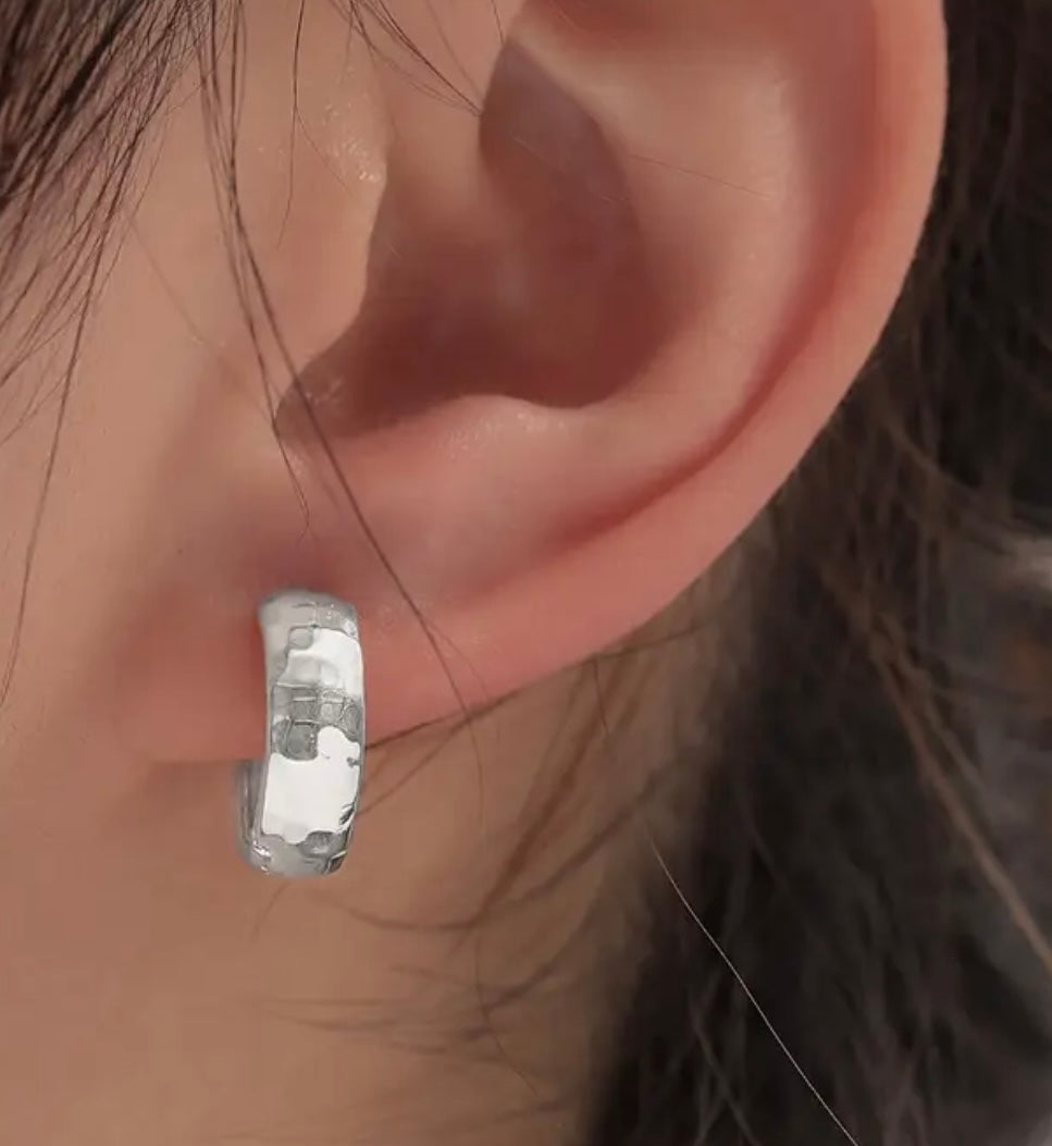 Stun them with these Beautiful Hammered Silvery Hoop Earrings