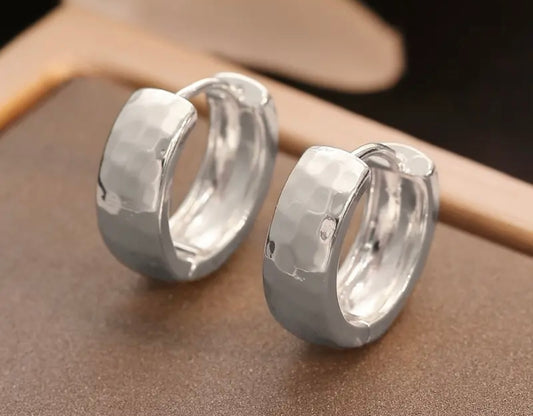 Stun them with these Beautiful Hammered Silvery Hoop Earrings