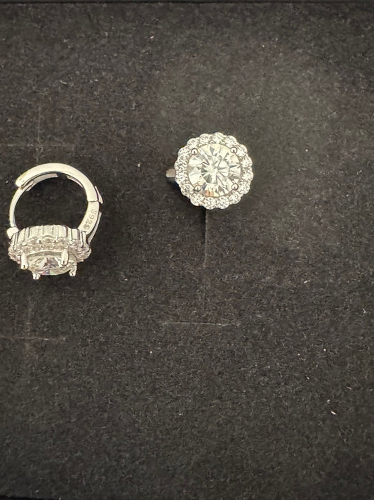 Hoopy Sterling Silver 2 TC Moissanite Earrings