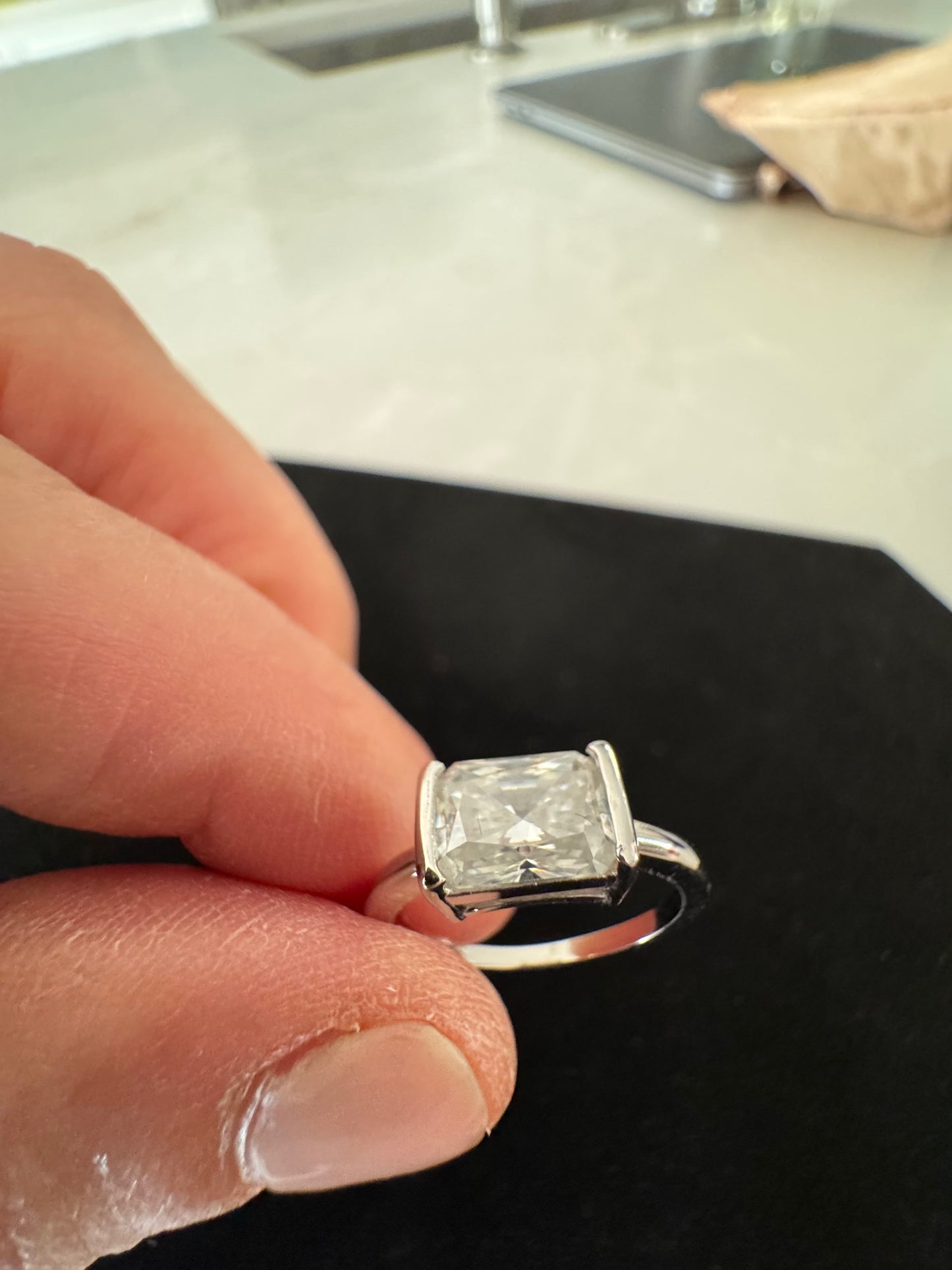 East to West Moissanite Ring