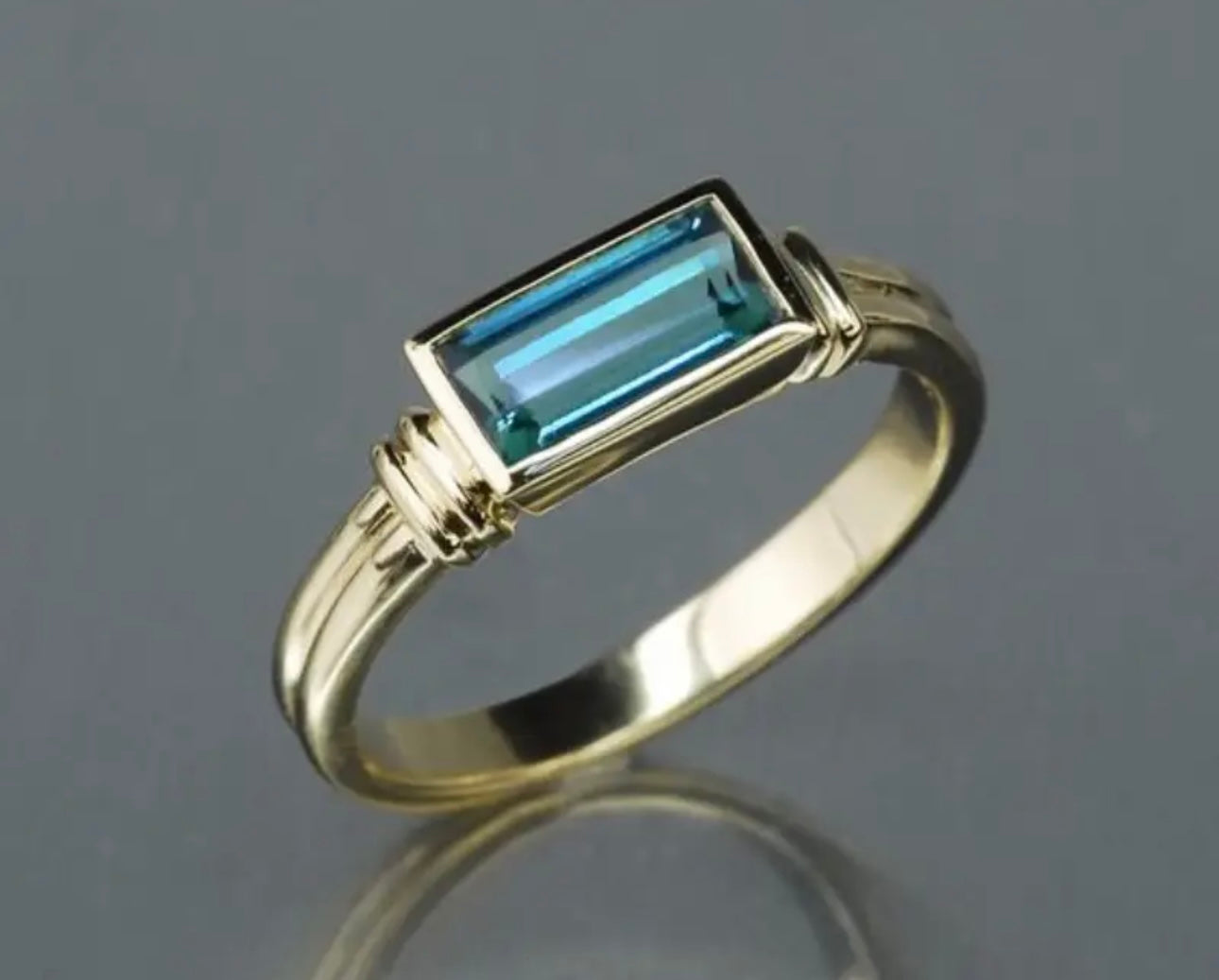 14K golden plated aquamarine ring