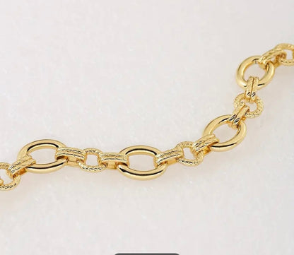 Vintage 18K golden plated ring link bracelet