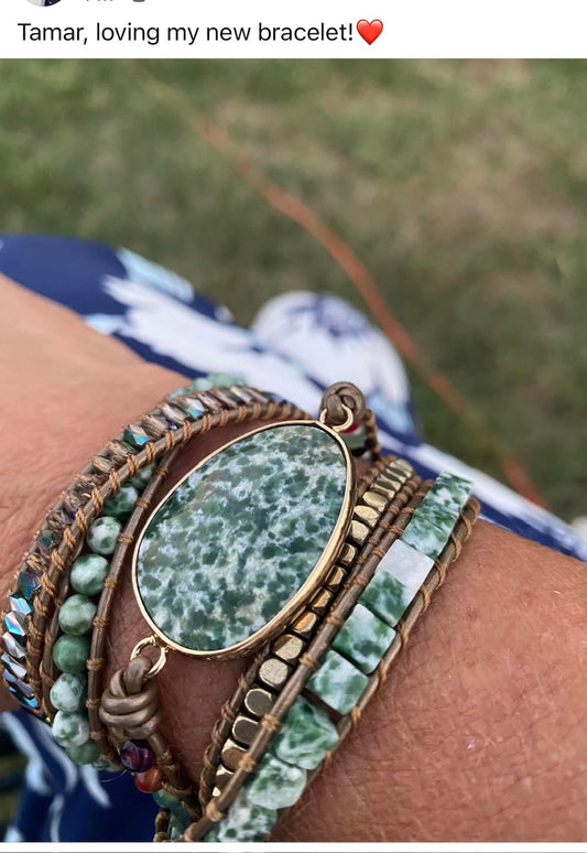 Them Stones and Leather Breacelet...Or Chokers