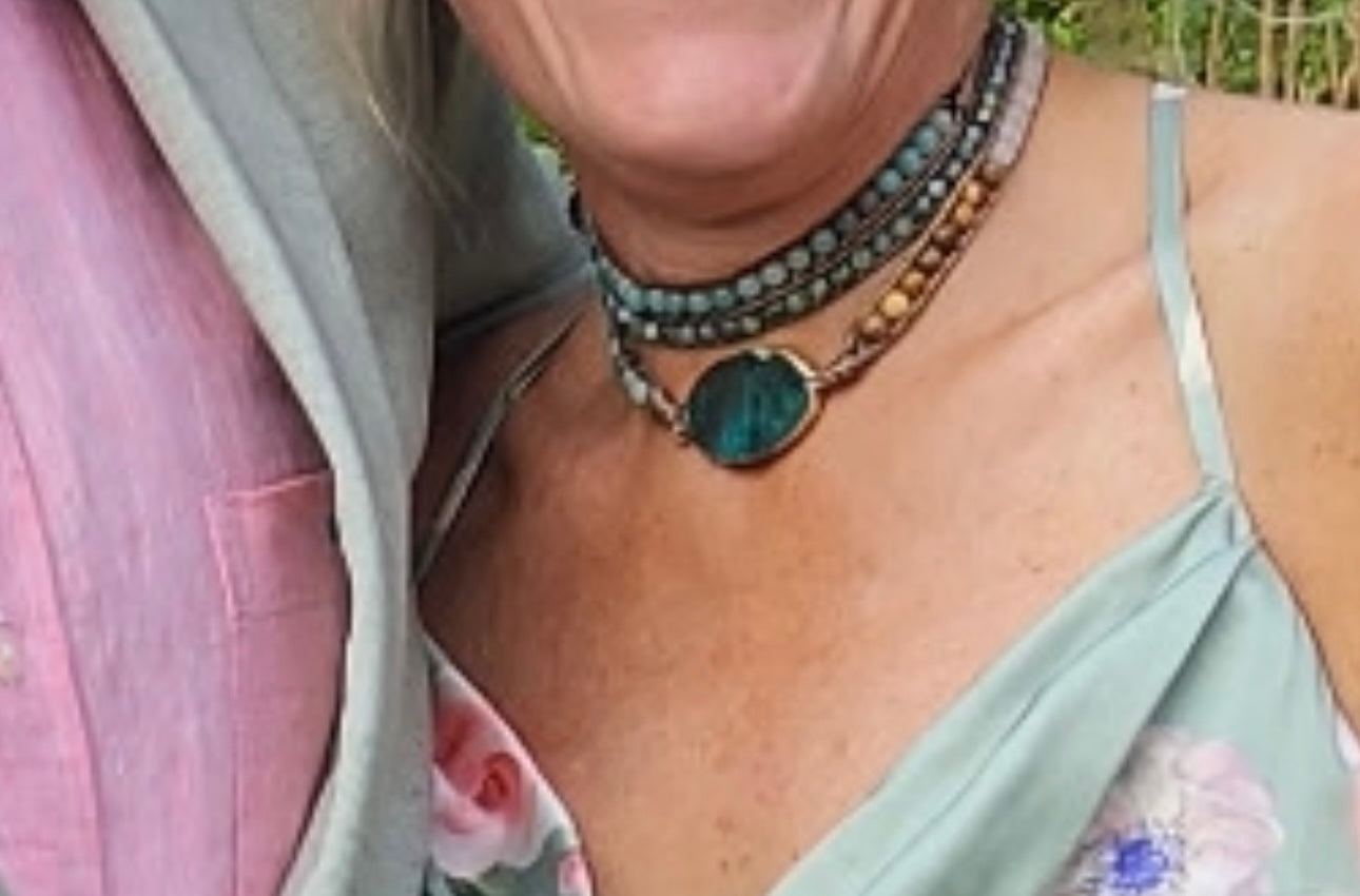 Them Stones and Leather Breacelet...Or Chokers