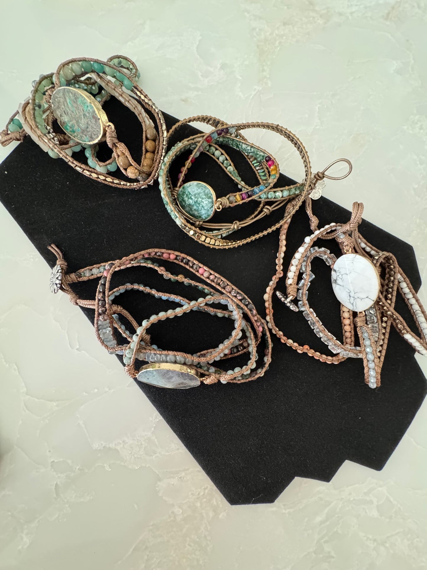 Them Stones and Leather Breacelet...Or Chokers