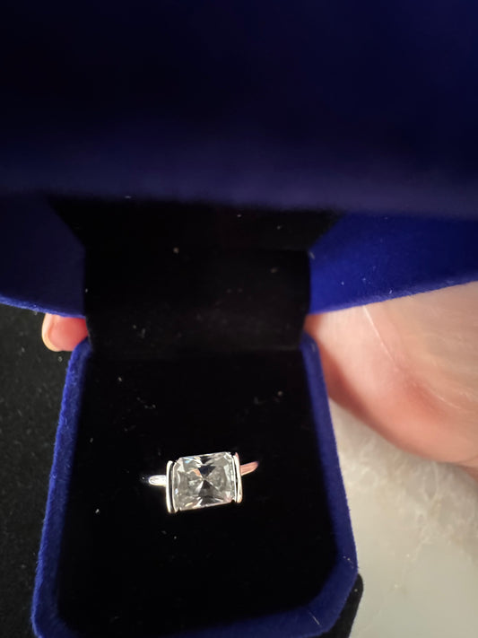 East to West Moissanite Ring