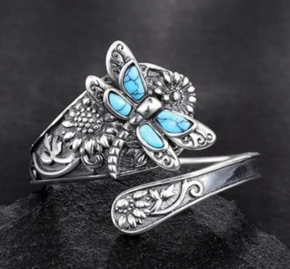 Turquoise Dragonfly Wrap Ring