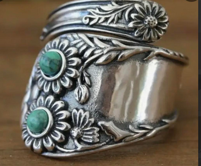 Vintage, Adjustable S925 Silver Plated Ring