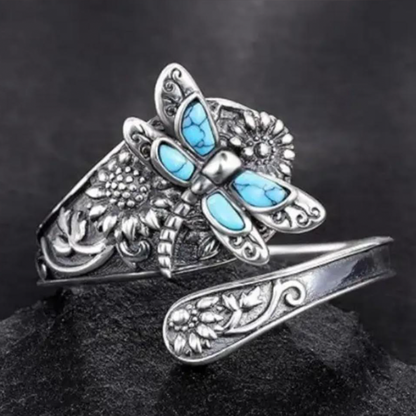 Turquoise Dragonfly Wrap Ring