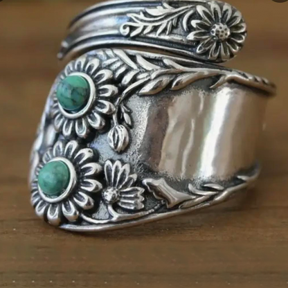 Vintage, Adjustable S925 Silver Plated Ring